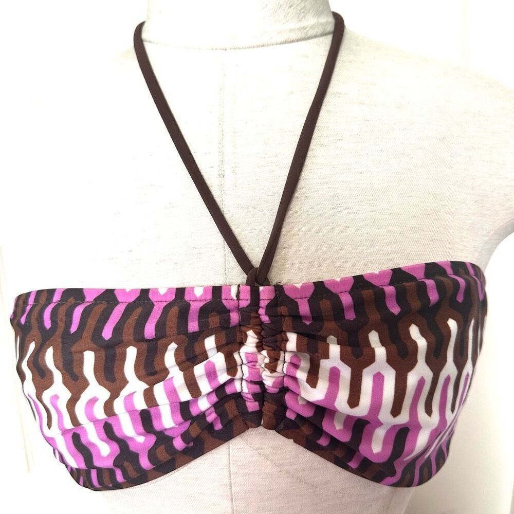 Milly brown and pink halter bikini top
